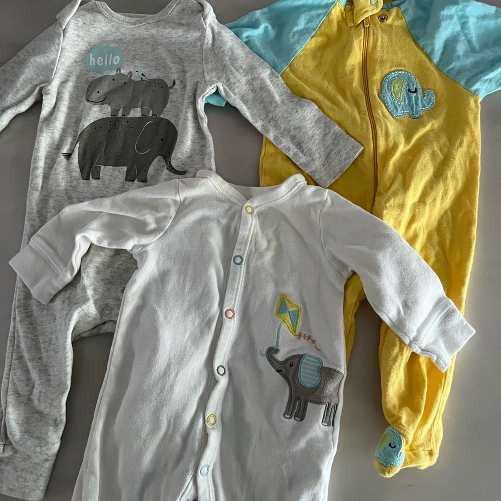 Baby sleeping pajamas zippers set elephant